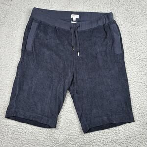 Sunspel Terry Cloth Lounge Shorts Men’s XL Navy Blue Drawstring Cotton England